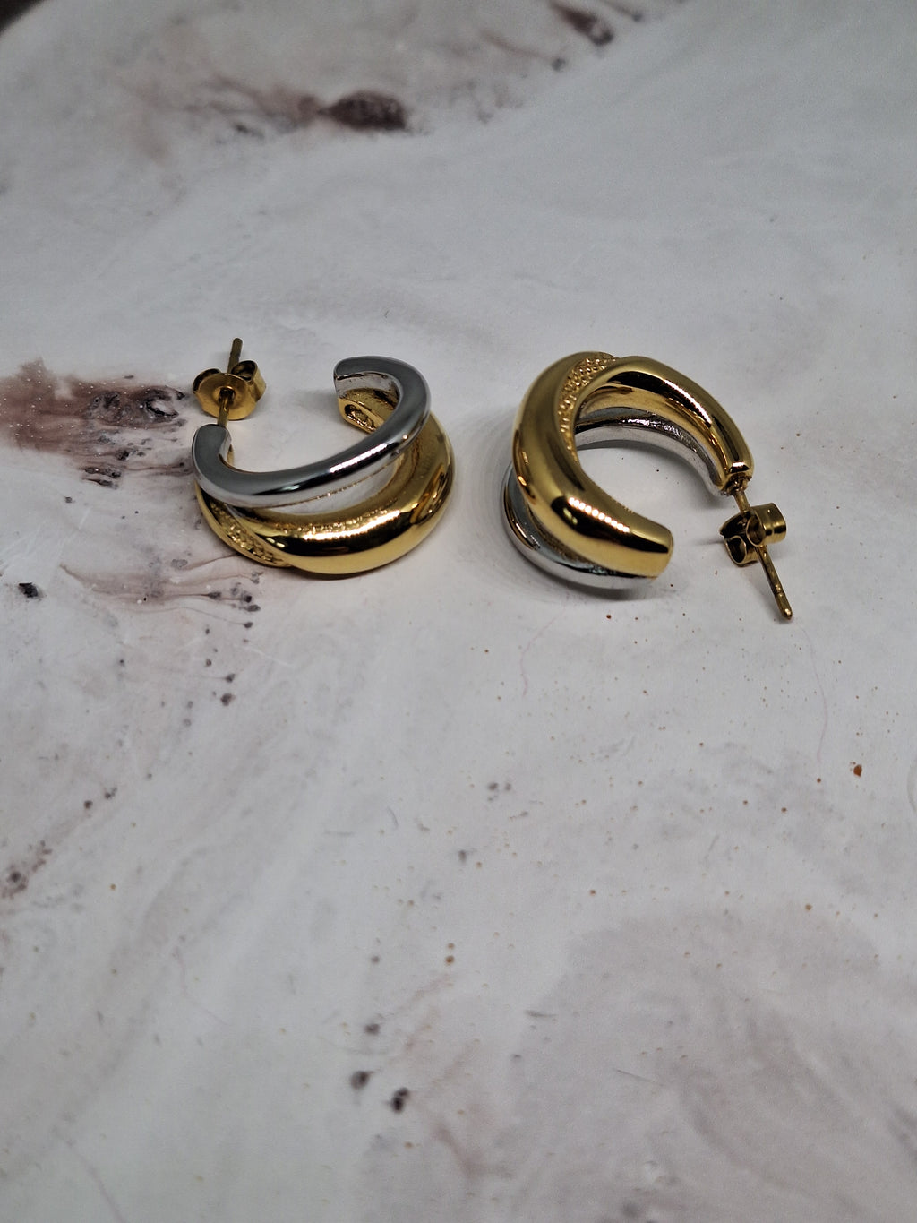 Two-Tone Hoop Earrings