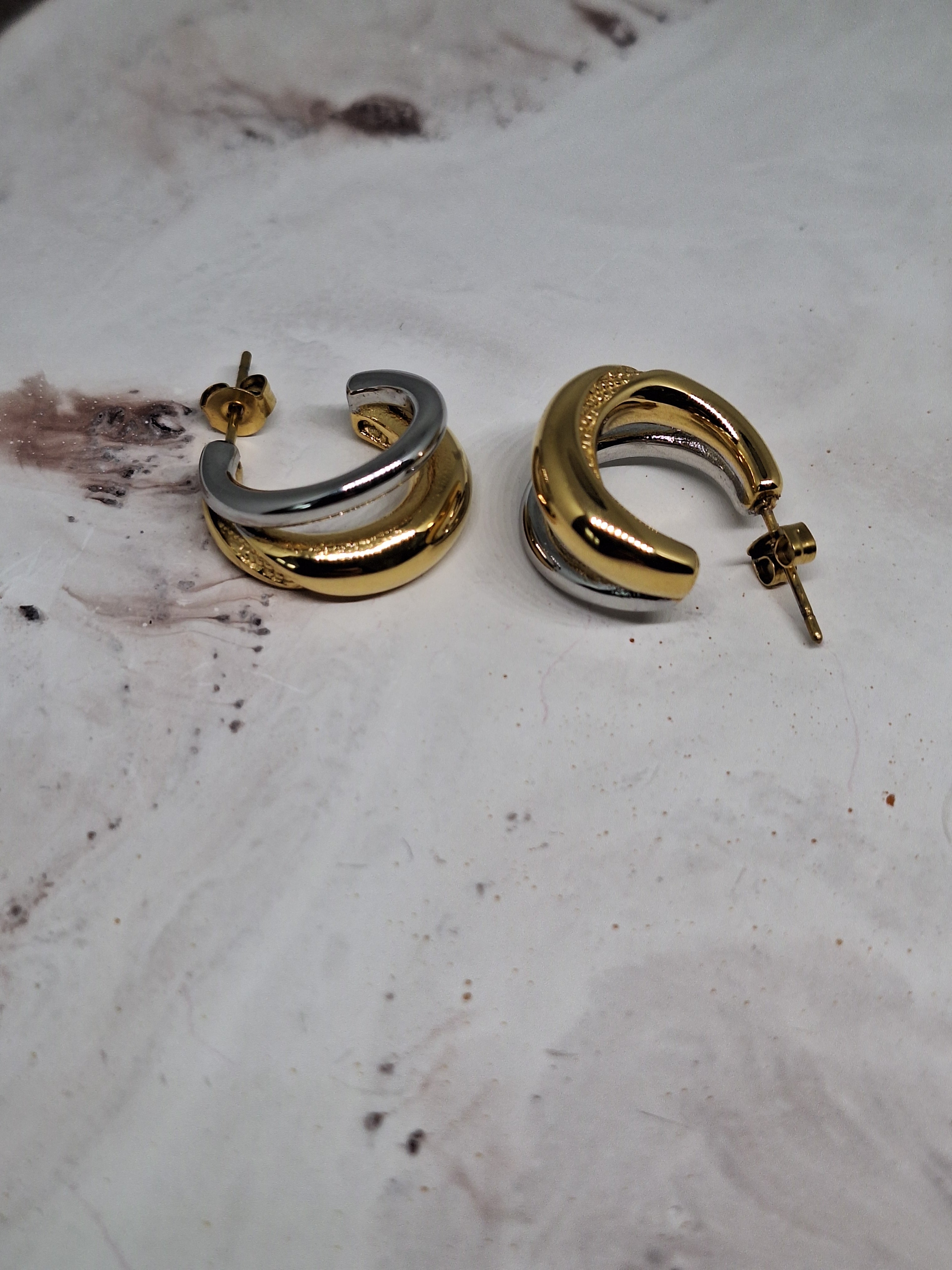 Two-Tone Hoop Earrings