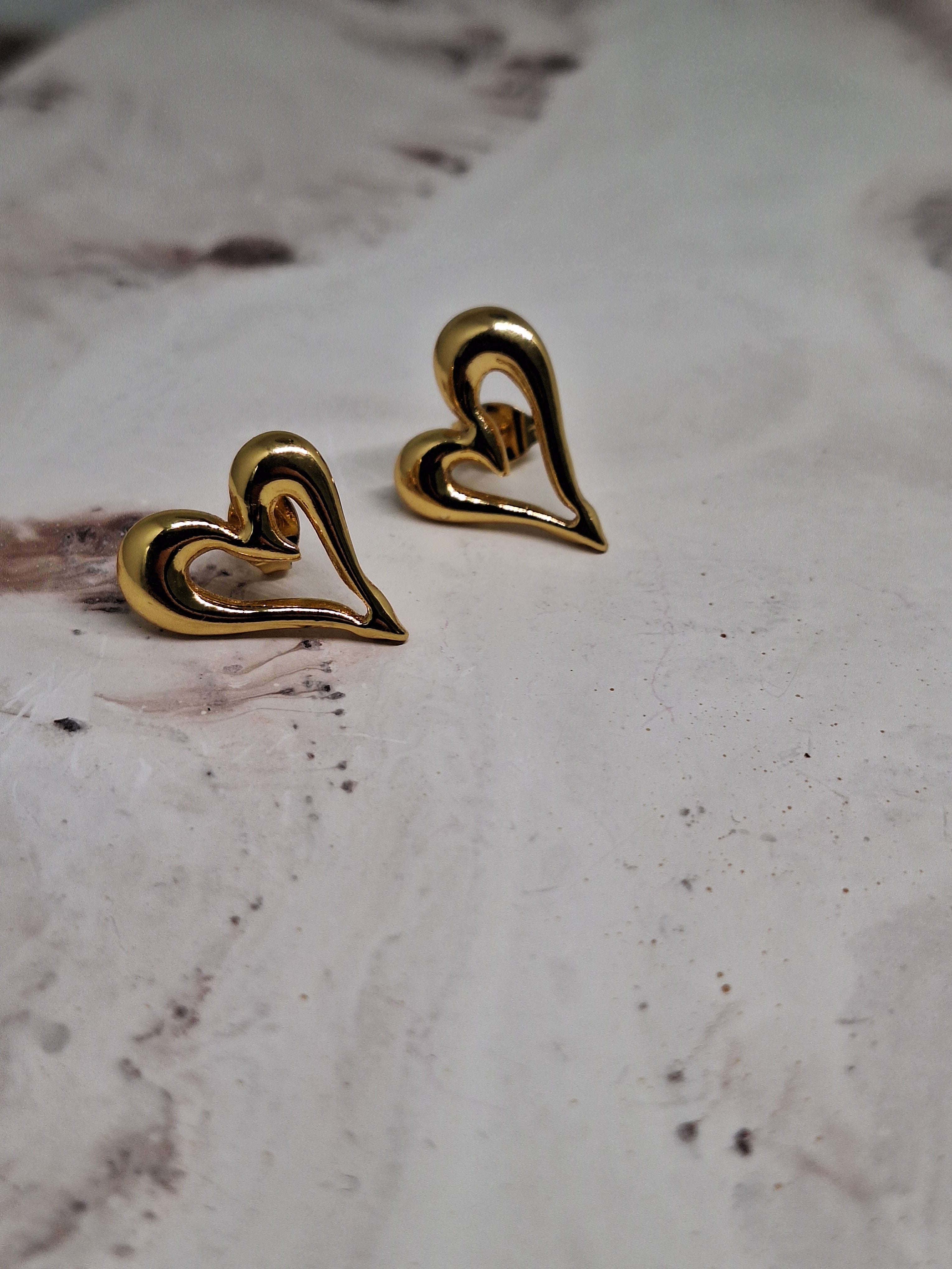 Open Heart Stud Earrings
