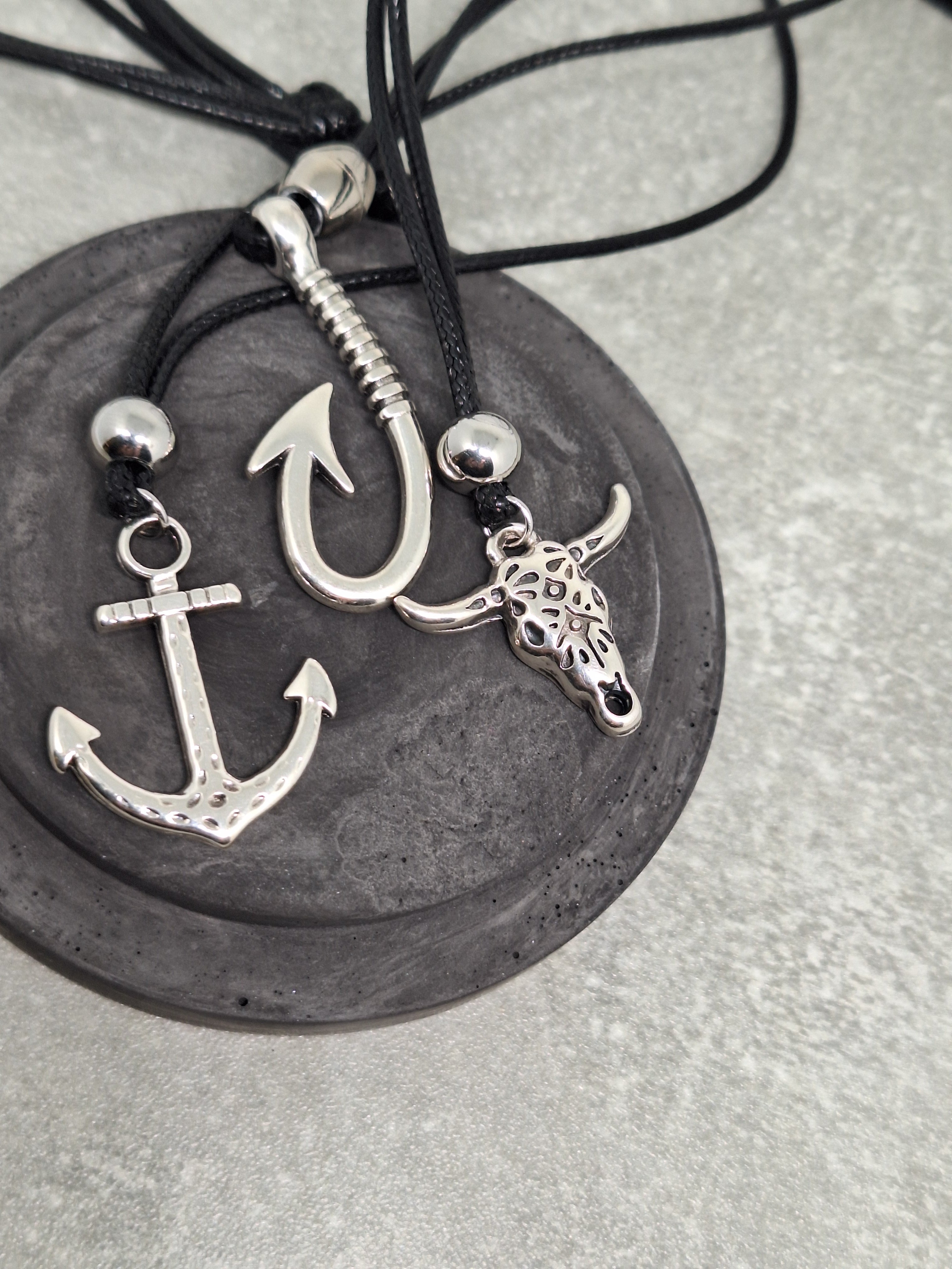 Steel Icons Beaded Cord Necklace