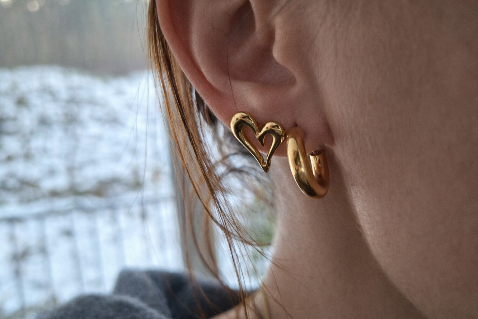 Open Heart Stud Earrings