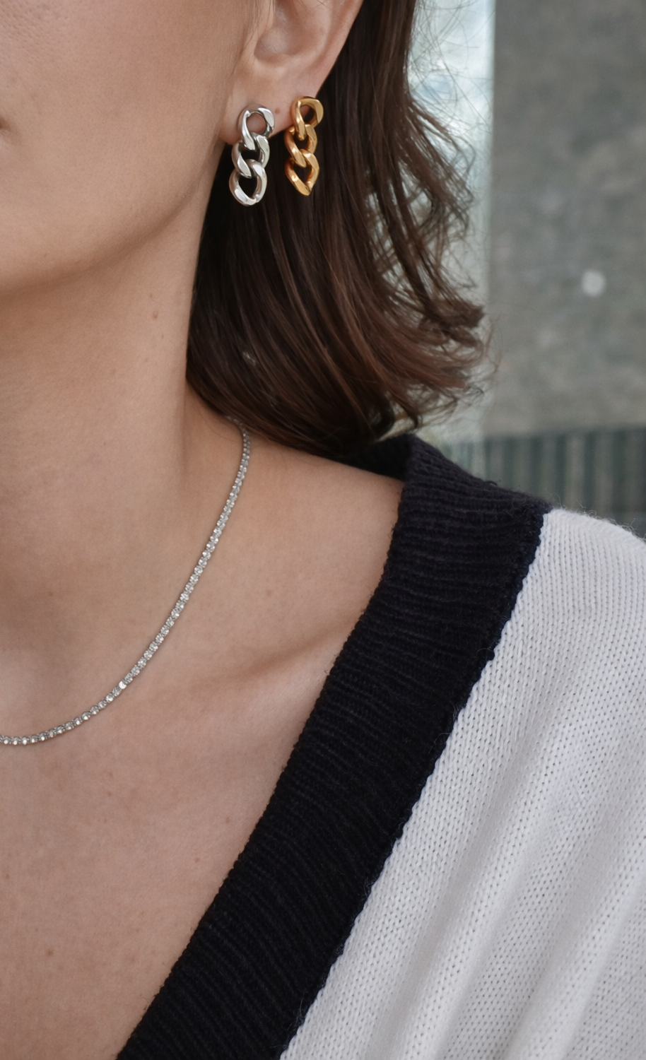 Chain Link Stud Earrings