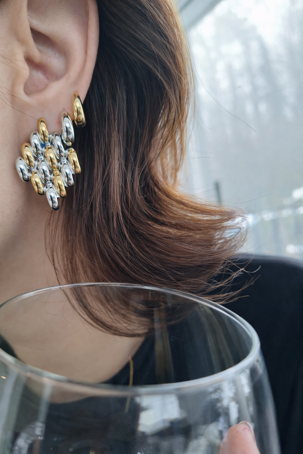 Dual Tone Cluster Earring