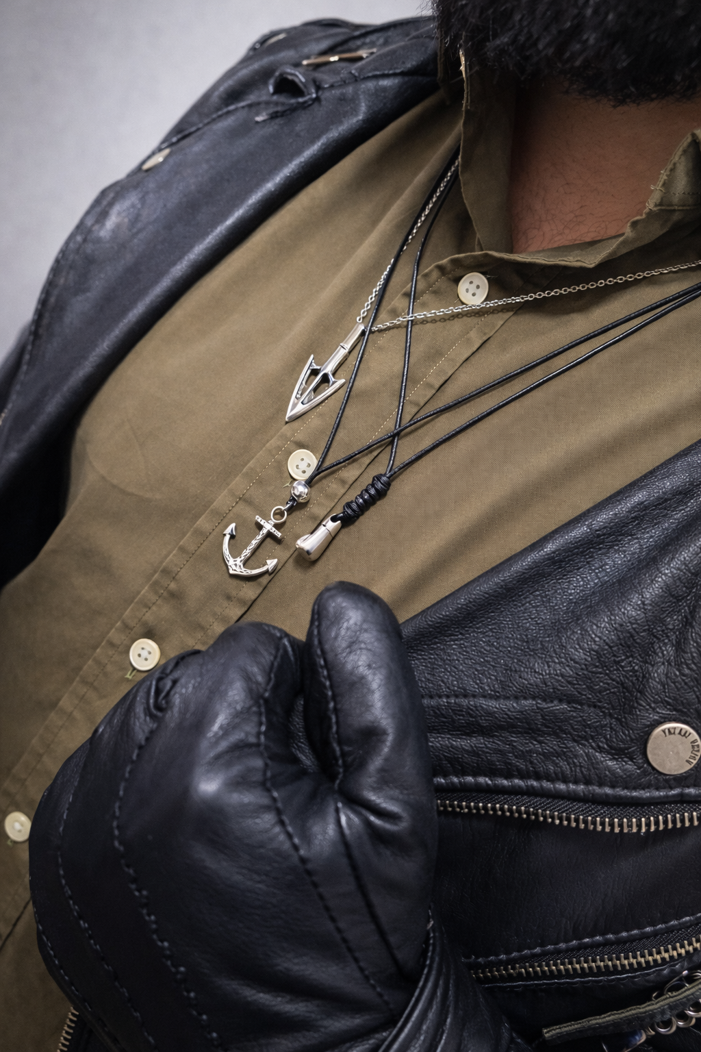 Steel Icons Beaded Cord Necklace