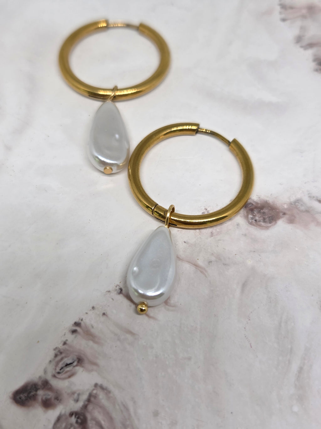 Pearl Drop Hoops