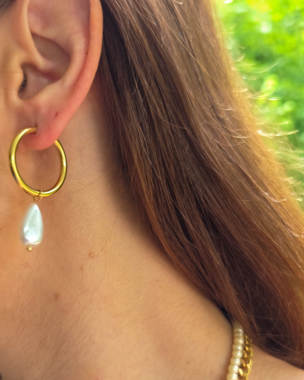 Pearl Drop Hoops